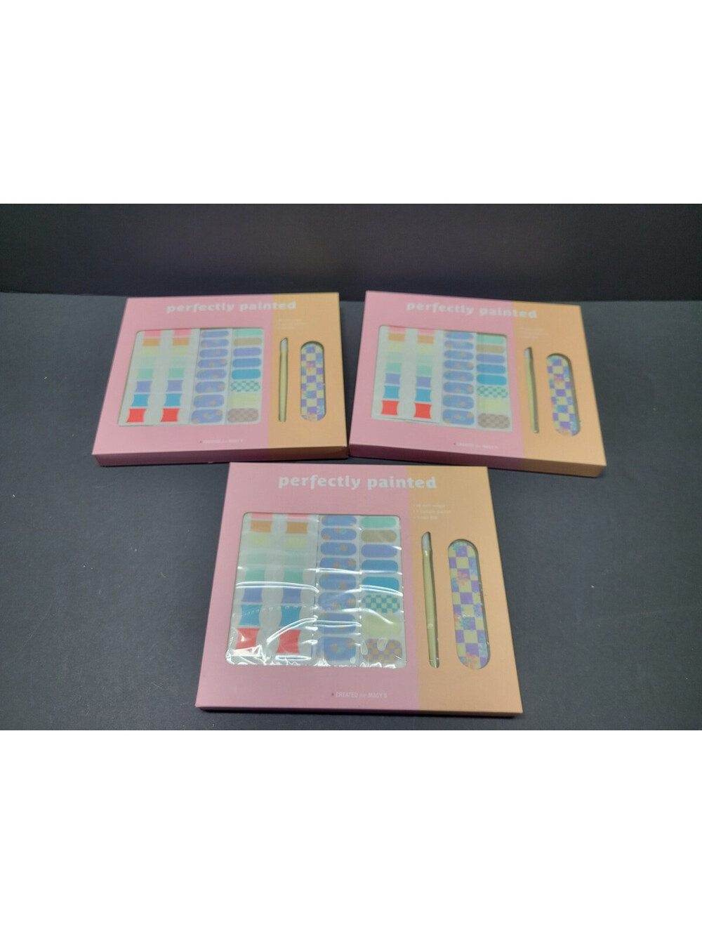 3 Sets Perfectly Painted Finger Nails Stickers - 48 Pc each set = 144 pc total